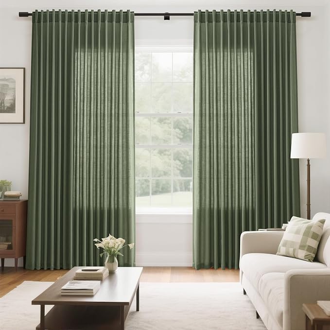 Extra Wide Linen Curtains for Living Room 108 Inch Length for Room Divider - Image 7