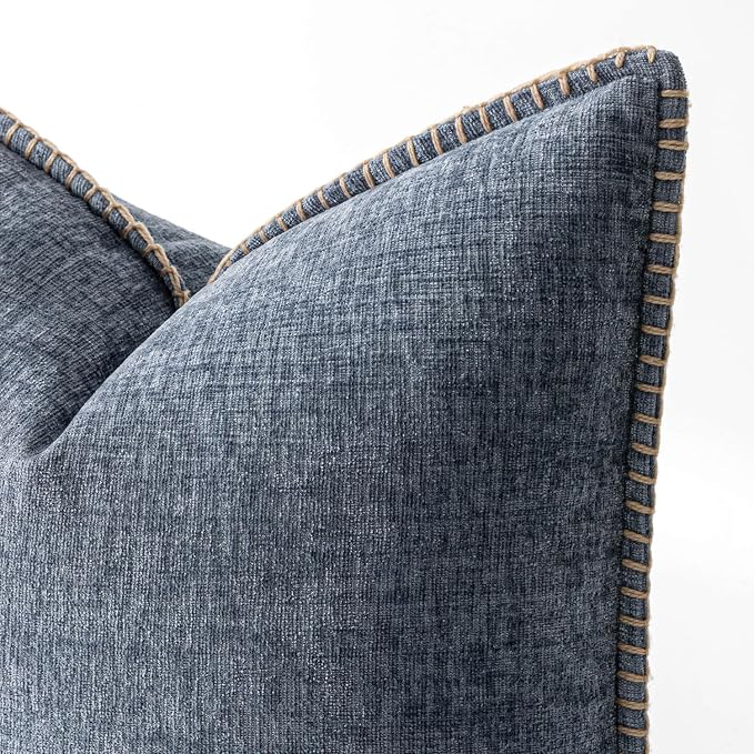 MIULEE Decorative Couch Throw Pillow Covers 18x18 in Dark Grey Blue 2 Pack | - Image 2