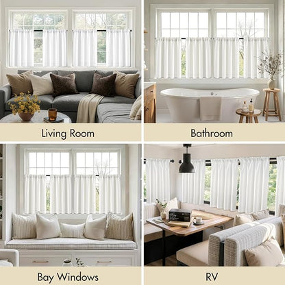 MIULEE 4-Panel 36 Inch Blackout Kitchen Tier Curtains Over Sink Natural | - Image 6