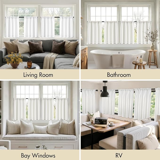 MIULEE 4 Panel Set Short Bedroom Blackout Curtains 54 Inch Long Natural | - Image 6