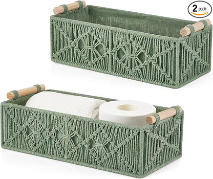 Mkono Macrame Storage Baskets Boho Decor Box Handmade Woven Decorative by Mkono