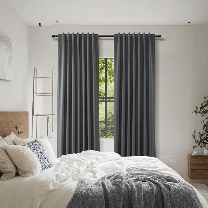 Blazer Grey 100% Blackout Linen Curtains 120 Inch Length 2 Panels Set - Image 9