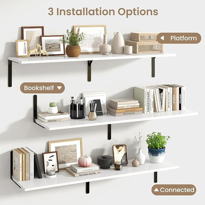 Fun Memories Floating Shelves for Wall, 12 Inch Deep Floating Shelves Set of 2 - Image 6