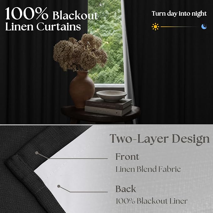 Black 84 Inch Pinch Pleated 100% Blackout Curtains - Image 2
