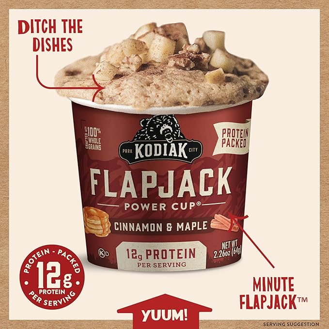 Kodiak Cakes Pancake On the Go, Cinnamon and Maple, 2.26 Ounce (Pack of 12)