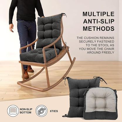 Lokex Rocking Chair Cushion Only, Tufted Non-Slip Comfortable Rocking Chair - Image 6