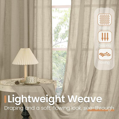 BGment Camel Linen Curtains 48 Inches Long - Image 5