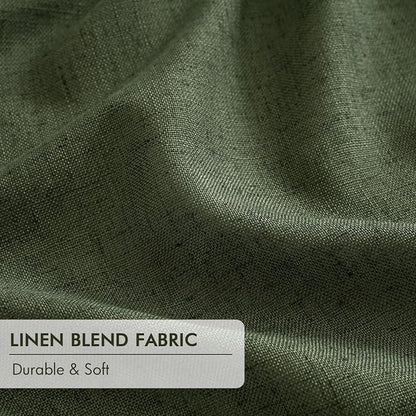 MIULEE Olive Green Pinch Pleated 100% Blackout Linen Curtains 40x63 Inches | - Image 6