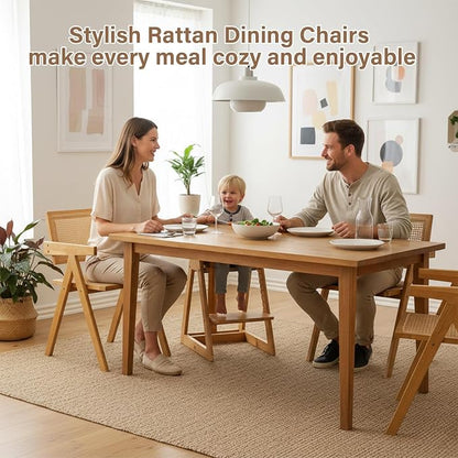 Furlide Rattan Dining Chairs Set of 2, Modern Mid Century Accent Chairs - Image 5