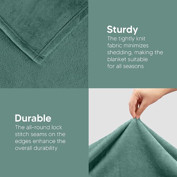 Utopia Bedding Ultra Soft Fleece Bed Blanket Full Size Celadon | Microfiber - Image 7
