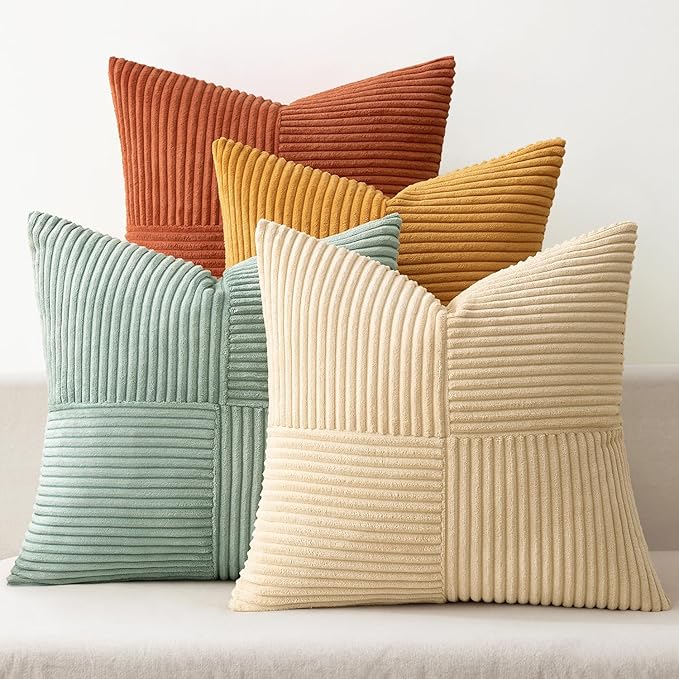 MIULEE Fall Teal-Orange Decorative Throw Pillow Covers 24x24 Inch Set of 4 Boho by MIULEE