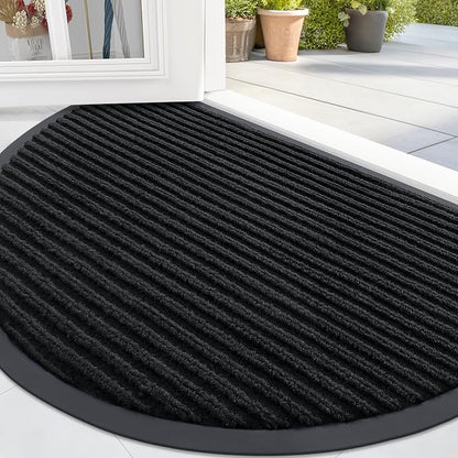 OLANLY Half Circle Front Door Mat 47x34, Waterproof Heavy-Duty Doormat | Black by OLANLY