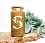 Personalized Gifts for Women, Monogrammed Glass Cups with Lids and Straws, Custom Tumbler, Cute Customized Mug, Aesthetic Stuff, Initial Iced Coffee Cup, Drinking Glasses, Birthday Teacher Gifts, N