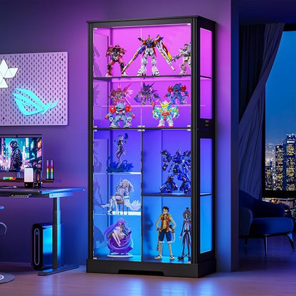 Gurexl Display Cabinet with Motion Sensor LED Lights, Glass Curio Cabinet with - Image 3