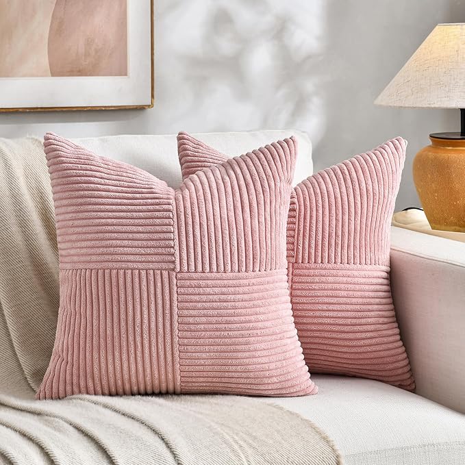 Fancy Homi 2 Packs Blush Pink Big Decorative Throw Pillow Covers 24x24 Inch by Fancy+Homi