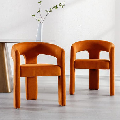 RIVOVA Modern Barrel Dining Chairs Set of 4, Velvet Upholstered Accent Side - Image 2