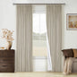 Oatmeal Beige Pinch Pleated 100% Black Out Linen Curtains 84 Inch Length | Room by Twodrapes
