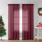 Burgundy Sheer Curtains 84 inch Length 2 Panels Set, Light Filtering Sheer by OVZME
