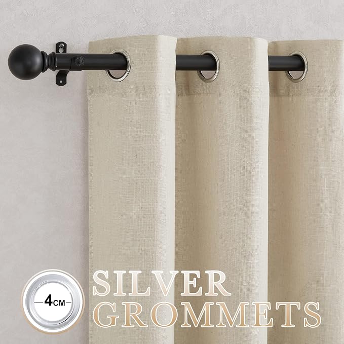 NICETOWN Living Room Curtains Linen Blend 96 inches Long, Grommet Semi Sheer - Image 3