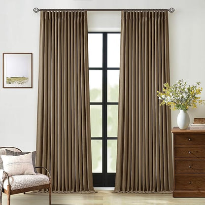 Dutch Cocoa Pleated Linen 100% Blackout Curtains 90 Inches Long - Image 8