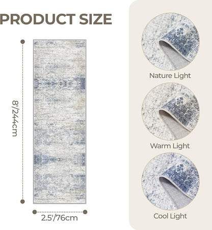 2'6 x 8' Runner Rug Non Slip, Washable Kitchen Rugs, Nursery Room, Soft Runner - Image 2