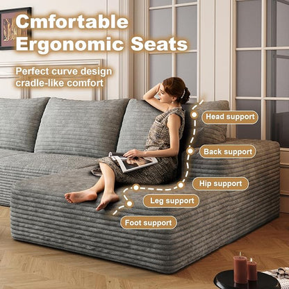 136" Sectional Couches for Living Room Cloud Couch Sofa - Image 5