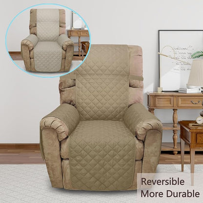 Reversible Chair Covers for Recliner Oversized, Camel/Beige | Recliner - Image 2