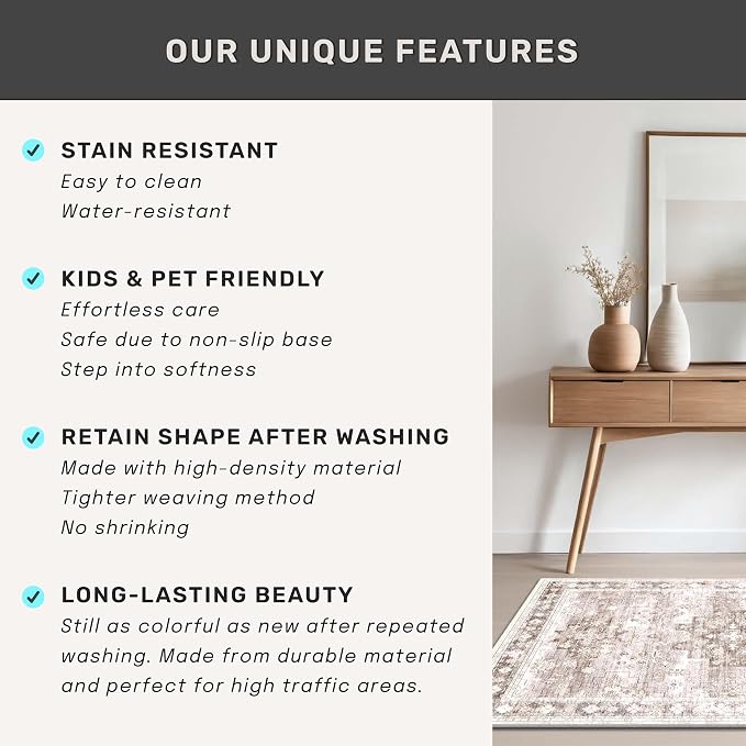 Boho Long Bathroom Runner Rug 24 x 72 Washable Non Slip - Image 7
