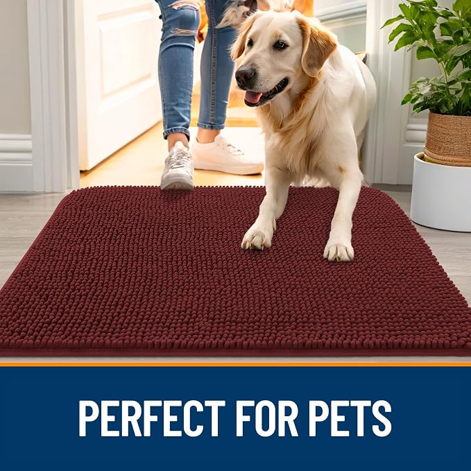 OLANLY Dog Door Mat for Muddy Paws 36x24, Super Absorbent Chenille Mud Mat | - Image 6