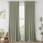 Sage Green 100% Blackout Linen Curtains 144 Inch Length 2 Panels Set by Guken