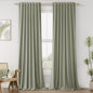 Sage Green 100% Blackout Linen Curtains 95 Inch Length 2 Panels Set by Guken