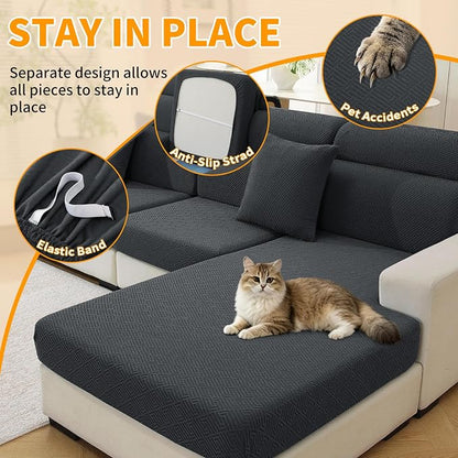 XINEAGE Large Couch Cushion Covers Seat Cushion Cover Thick Stretch Sofa - Image 5