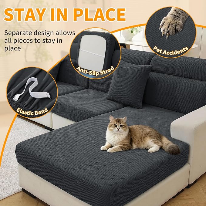 XINEAGE Large Couch Cushion Covers Seat Cushion Cover Thick Stretch Sofa - Image 5
