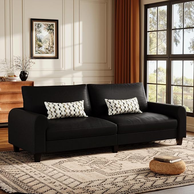 EASE MOOSE 88.5" Large Seat Faux Leather Loveseat Sofa, Waterproof and - Image 3