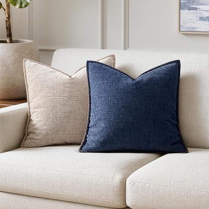 MIULEE Decorative Couch Throw Pillow Covers 20x20 Inch Navy 2 Pack | Farmhouse - Image 4