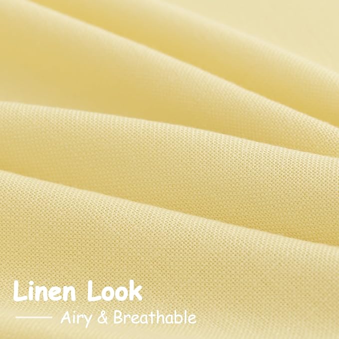 Yellow Linen Semi Sheer Curtains 108 Inches Long 2 Panels Set Back Tab Loop - Image 5