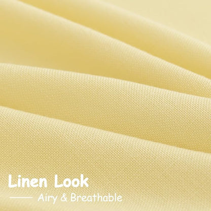 Yellow Linen Semi Sheer Curtains 120 Inches Long 2 Panels Set Back Tab Loop - Image 5