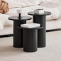 Round Side Tables Set of 3, Circle Modern Fluted Nesting Coffee Table, Accent by Euphpivigy