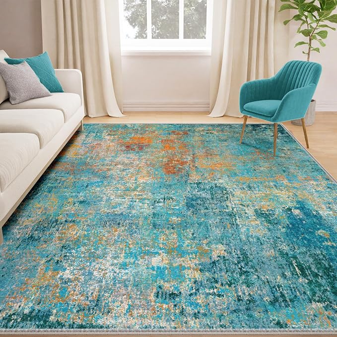 RELEANY Washable 7'x9' Abstract Area Rug - Image 3