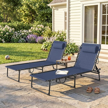 Outsunny Folding Chaise Lounge Chair Set of 2, Patio Sun Tanning Chair - Image 9