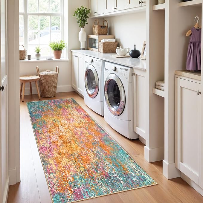 RELEANY Washable Runner 2'x10' Abstract Area Rug - Image 3