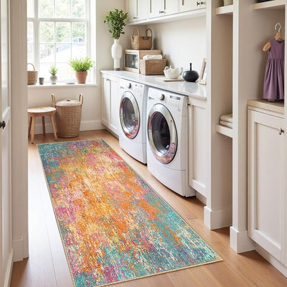 RELEANY Washable Runner 2'x10' Abstract Area Rug - Image 3
