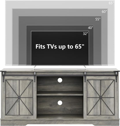Farmhouse TV Stand for 65/60/55 Inch Tvs, Rustic Entertainment Center - Image 2