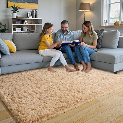 Pionblank Fluffy Area Rug for Bedroom 4x6, Indoor Plush Carpet, Camel | Shag by PIONBLANK