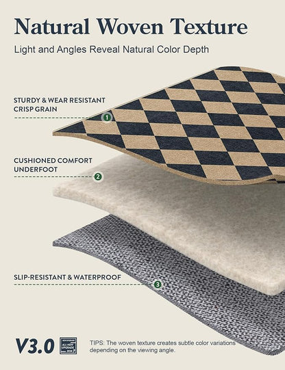 Lahome Checkered Easy Jute 5x7 Area Rugs, Washable Outdoor Patio Rug - Image 4