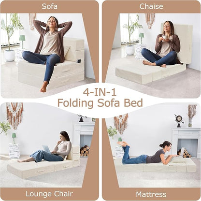 Folding Sofa Bed, 4 in 1 Convertible Sleeper Chair - Image 4