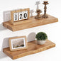 Floating Shelves for Wall Decor, Rustic Solid Elm Wood Live Edge Floating by FLYJOE