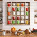 Montex Coffee Mug Holder, Mug Rack Wall Mounted, 3 Tier Coffee Mug Shelf, Rustic Coffee Mug Display Rack for Kitchen, Home, Coffee Bar(25 Grids)