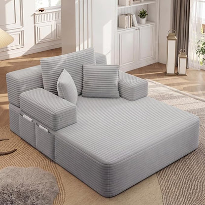 Oversized Boneless Chaise Sofa Bed, Corduroy Chaise Lounge Chair Indoor - Image 12