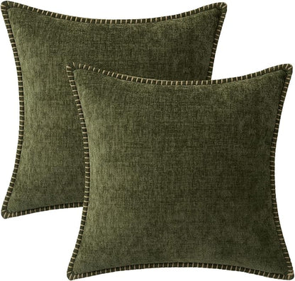 MIULEE Decorative Euro Sham Pillow Covers 24x24 Inch Olive Green 2 Pack | - Image 8